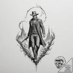 A linework tattoo of the gunslinger (roland d… – tattoo sketch (№1751412632_0, 01.07.2025 23:30) — tattoovalue.net