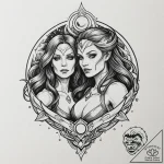 A sketch of gamora and nebula, the two sister… – tattoo sketch (№1751413045_0, 01.07.2025 23:37) — tattoovalue.net