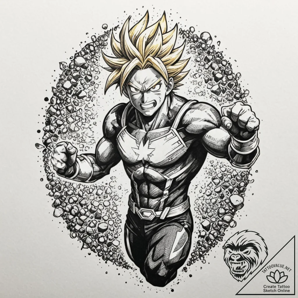 A neo-traditional tattoo of all might from my... - tattoo sketch (№1751413135_0, 01.07.2025 23:38) — tattoovalue.net