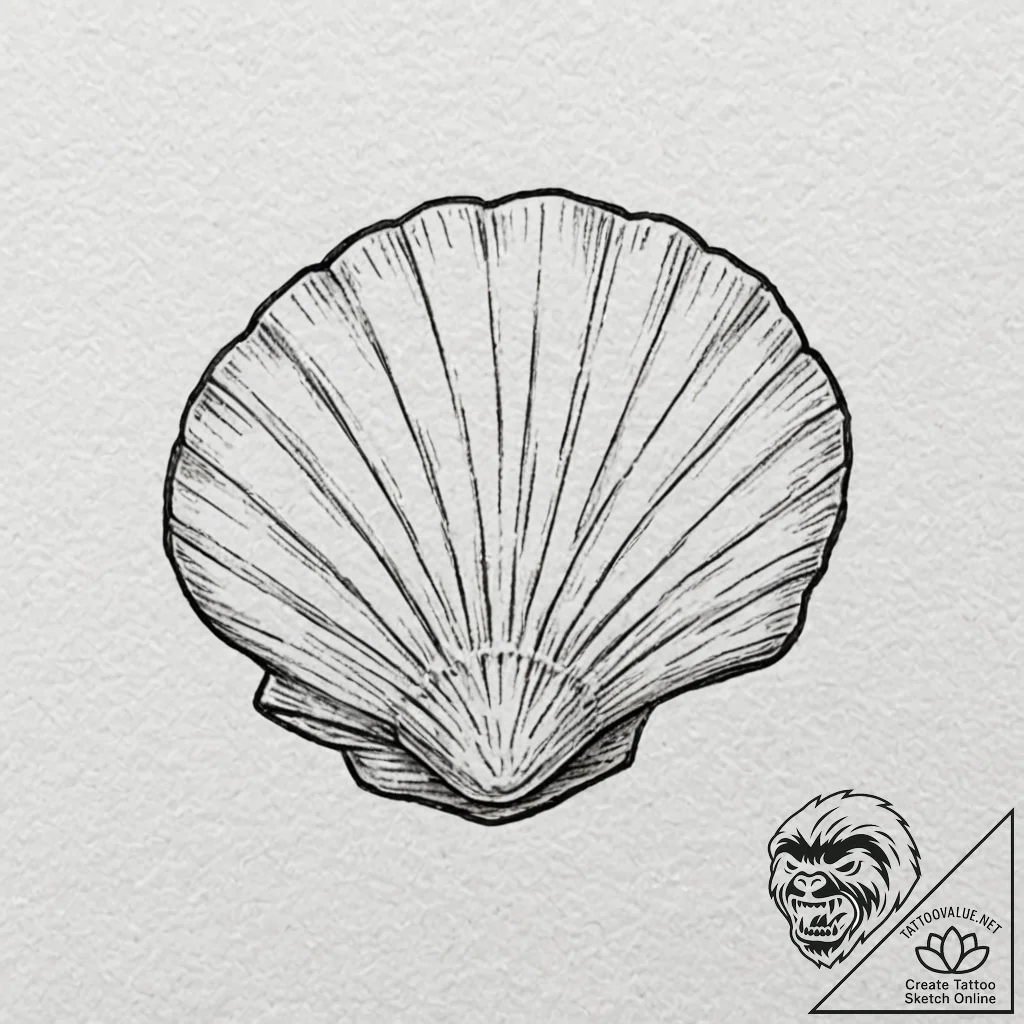 Shell, tattoo drawing outline, black and whit... - tattoo sketch (№1751413557_0, 01.07.2025 23:45) — tattoovalue.net
