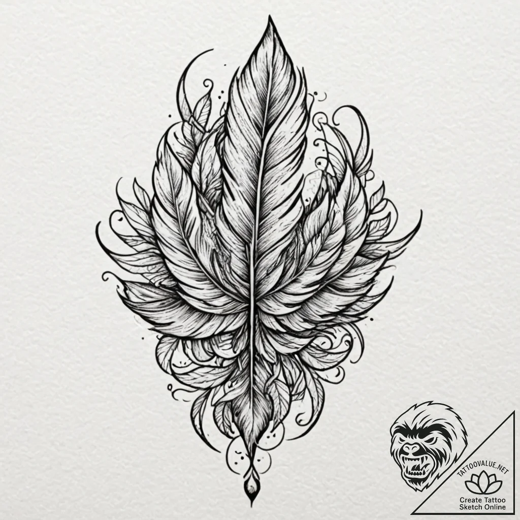 A single feather turning into birds, tattoo f... - tattoo sketch (№1751413723_0, 01.07.2025 23:48) — tattoovalue.net