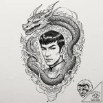 A sketch of spock, with a raised eyebrow, “fa… – tattoo sketch (№1751413888_0, 01.07.2025 23:51) — tattoovalue.net