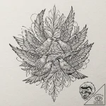Flock of birds, ink illustration for tattoo,… – tattoo sketch (№1751414063_0, 01.07.2025 23:54) — tattoovalue.net