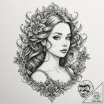 A linework tattoo of the mendl’s courtesan au… – tattoo sketch (№1751414145_0, 01.07.2025 23:55) — tattoovalue.net