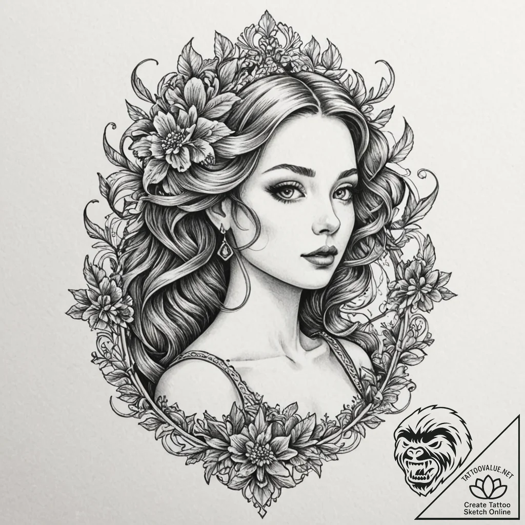 A linework tattoo of the mendl's courtesan au... - tattoo sketch (№1751414145_0, 01.07.2025 23:55) — tattoovalue.net