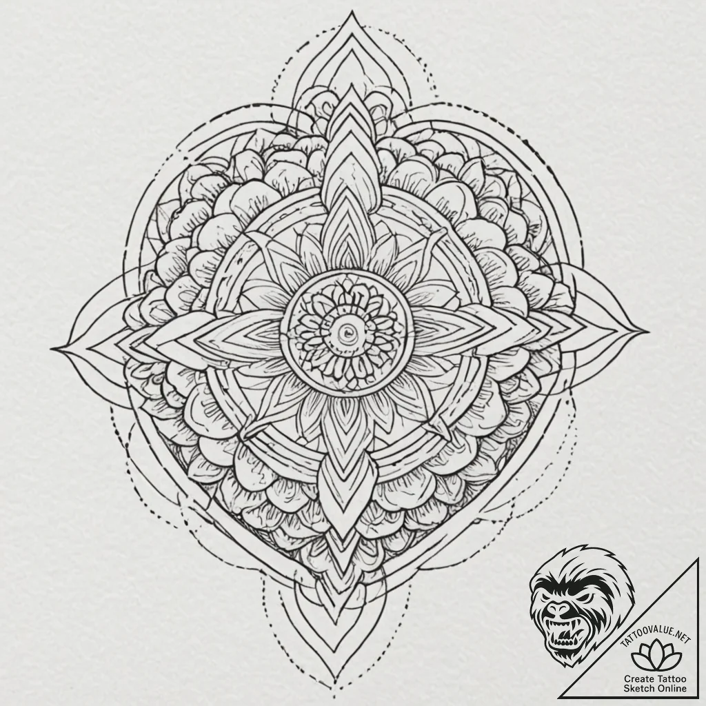 Heart, concept art for tattoo, geometric tatt... - tattoo sketch (№1751414484_0, 02.07.2025 00:01) — tattoovalue.net