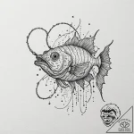 A deep-sea anglerfish with a bioluminescent l… – tattoo sketch (№1751414567_0, 02.07.2025 00:02) — tattoovalue.net