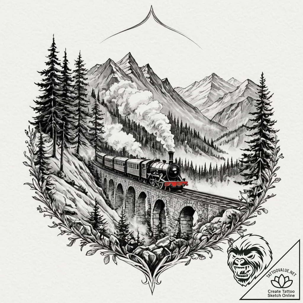 A watercolor sketch of the hogwarts express o... - tattoo sketch (№1751415491_0, 02.07.2025 00:18) — tattoovalue.net