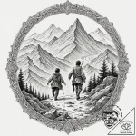 A graphic novel panel of frodo and sam on the… – tattoo sketch (№1751416656_0, 02.07.2025 00:37) — tattoovalue.net