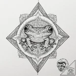 Frog, artistic tattoo sketch, detailed cross-… – tattoo sketch (№1751416747_0, 02.07.2025 00:39) — tattoovalue.net