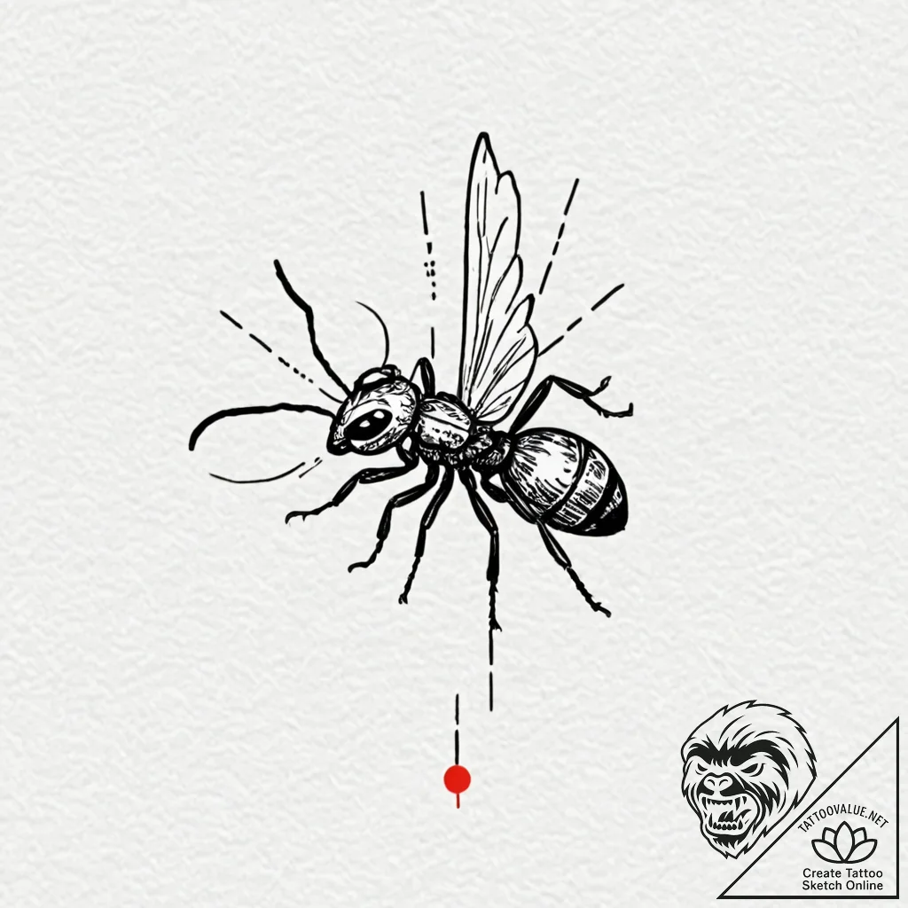 A linework tattoo of a "center for ants?!",,... - tattoo sketch (№1751416828_0, 02.07.2025 00:40) — tattoovalue.net