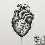 Anatomical heart, tattoo line art, detailed c… – tattoo sketch (№1751418242_0, 02.07.2025 01:04) — tattoovalue.net