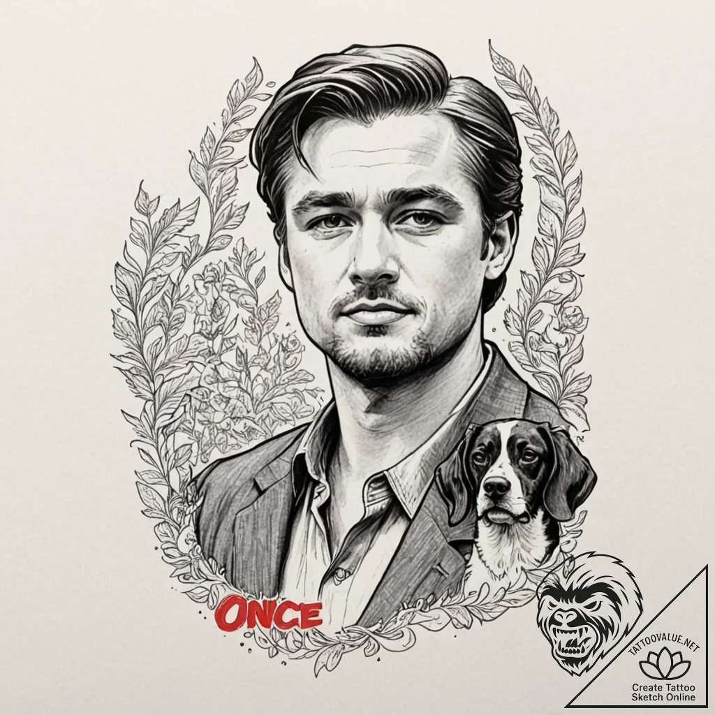 A graphic novel style portrait of cliff booth... - tattoo sketch (№1751419322_0, 02.07.2025 01:22) — tattoovalue.net