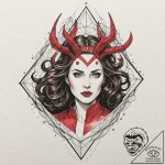 A sketch of the scarlet witch (wanda maximoff… – tattoo sketch (№1751419405_0, 02.07.2025 01:23) — tattoovalue.net