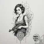 Trash polka art of ripley, determined and swe… – tattoo sketch (№1751420074_0, 02.07.2025 01:34) — tattoovalue.net