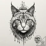Cat, ink illustration for tattoo, vibrant col… – tattoo sketch (№1751420489_0, 02.07.2025 01:41) — tattoovalue.net