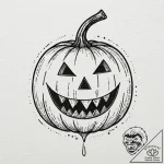 A neo-traditional tattoo of a jack-o’-lantern… – tattoo sketch (№1751420824_0, 02.07.2025 01:47) — tattoovalue.net