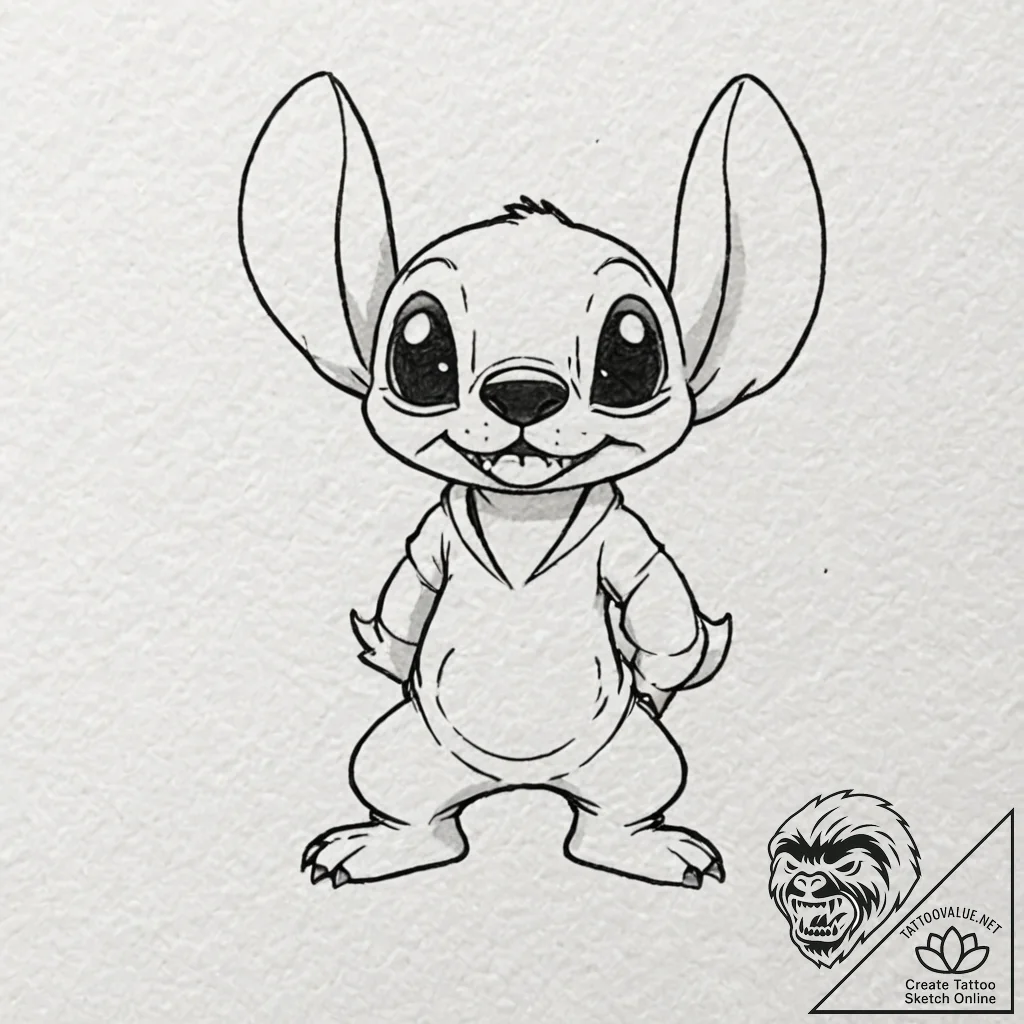 A sketch of stitch from lilo & stitch, being... - tattoo sketch (№1751421078_0, 02.07.2025 01:51) — tattoovalue.net