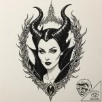A neo-traditional portrait of maleficent from… – tattoo sketch (№1751421331_0, 02.07.2025 01:55) — tattoovalue.net