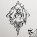 A sketch of a fremen warrior in a stillsuit,… – tattoo sketch (№1751421829_0, 02.07.2025 02:03) — tattoovalue.net