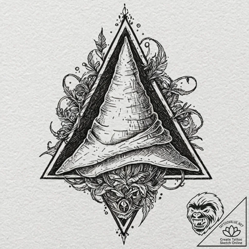 A neo-traditional tattoo of the sorting hat.,... - tattoo sketch (№1751422582_0, 02.07.2025 02:16) — tattoovalue.net