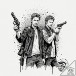 A graphic novel portrait of the main characte… – tattoo sketch (№1751423586_0, 02.07.2025 02:33) — tattoovalue.net