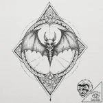 A bat skeleton, tattoo sketch design, black a… – tattoo sketch (№1751423667_0, 02.07.2025 02:34) — tattoovalue.net