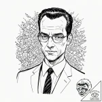 A graphic novel style portrait of agent smith… – tattoo sketch (№1751424584_0, 02.07.2025 02:49) — tattoovalue.net
