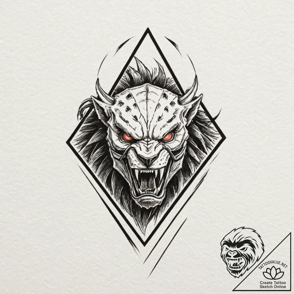 A linework design of the predator's triangula... - tattoo sketch (№1751424665_0, 02.07.2025 02:51) — tattoovalue.net