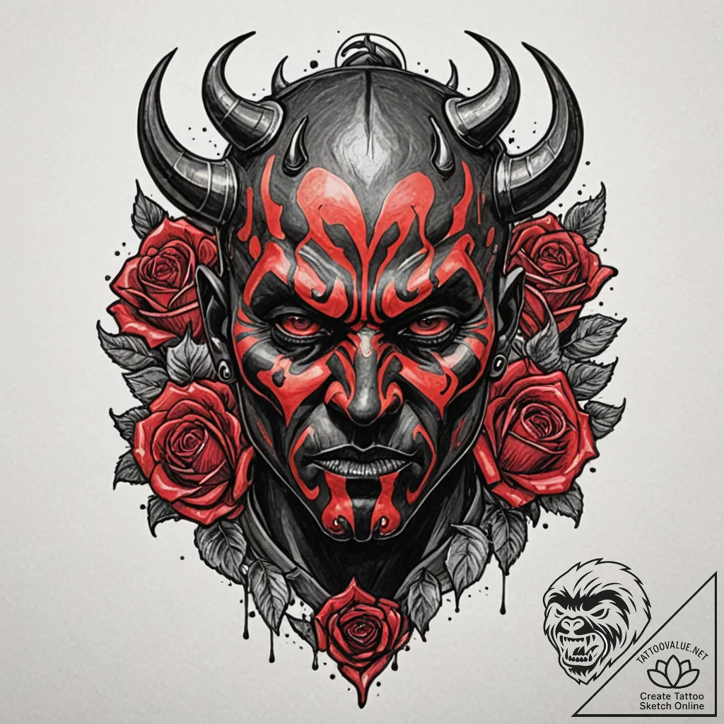 22. graphic novel style portrait of a menacin... - tattoo sketch (№1751424837_0, 02.07.2025 02:53) — tattoovalue.net