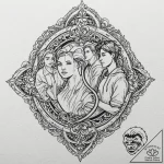 A sketch of the main characters from clerks,… – tattoo sketch (№1751425000_0, 02.07.2025 02:56) — tattoovalue.net