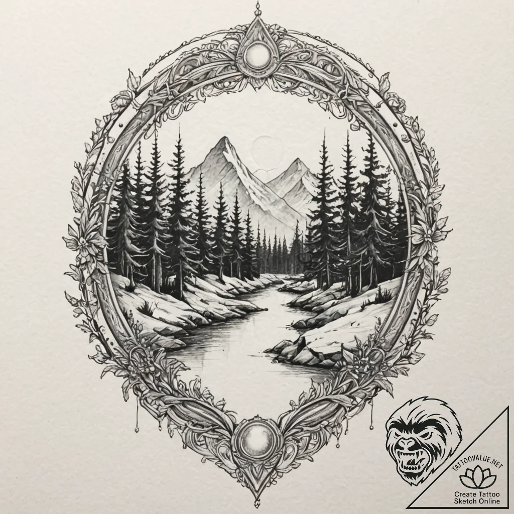 A watercolor tattoo of the bifrost bridge, a... - tattoo sketch (№1751426341_0, 02.07.2025 03:19) — tattoovalue.net