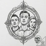 A sketch of the main characters from trainspo… – tattoo sketch (№1751426423_0, 02.07.2025 03:20) — tattoovalue.net