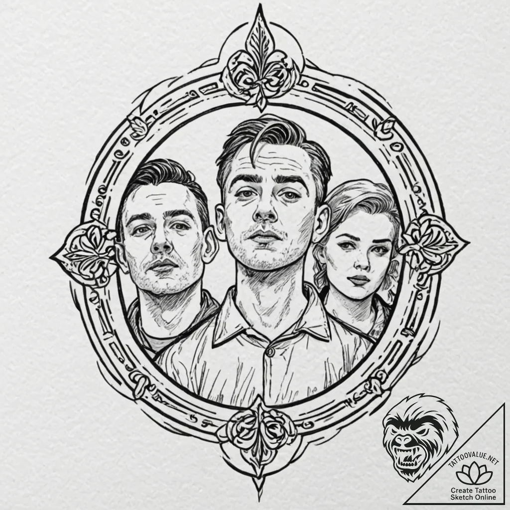 A sketch of the main characters from trainspo... - tattoo sketch (№1751426423_0, 02.07.2025 03:20) — tattoovalue.net