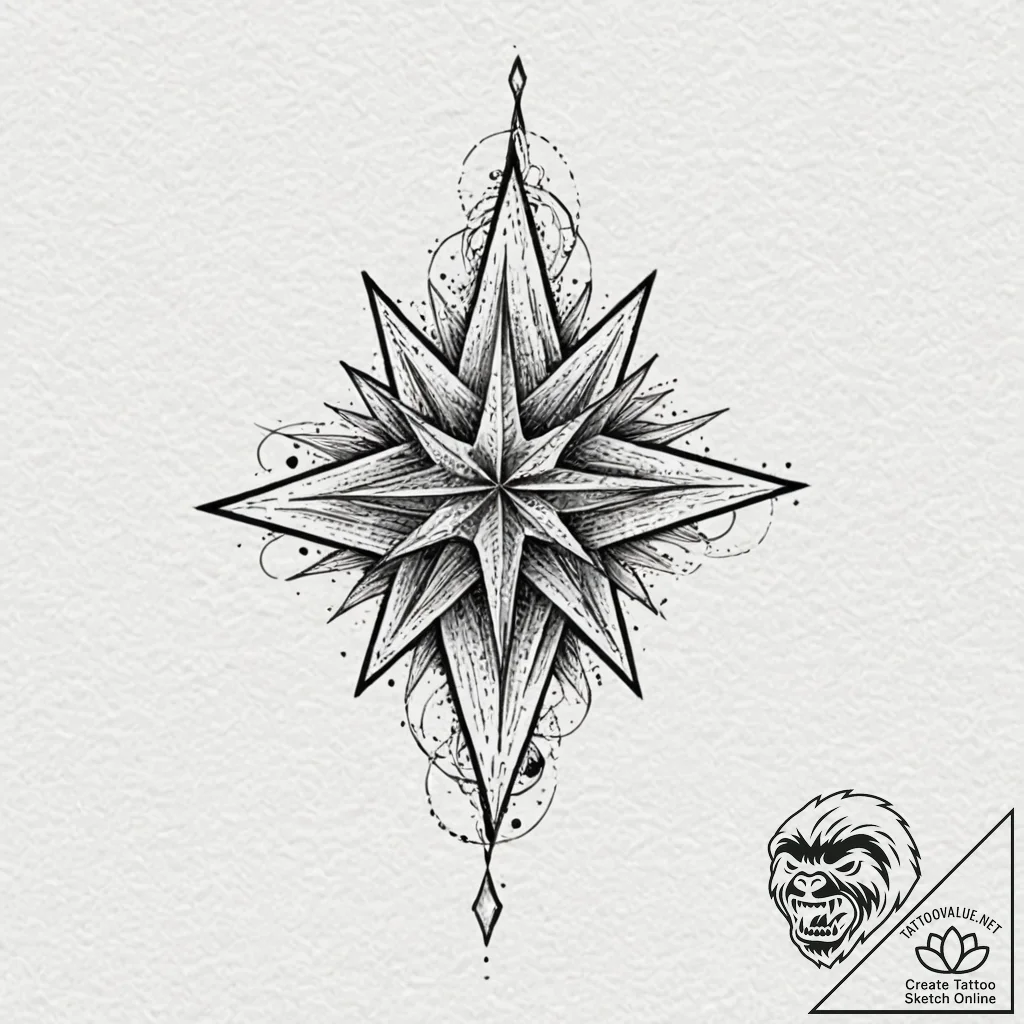 Six-pointed star, tattoo sketch design, subtl... - tattoo sketch (№1751426832_0, 02.07.2025 03:27) — tattoovalue.net