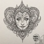 Jester, tattoo drawing outline, highly detail… – tattoo sketch (№1751427162_0, 02.07.2025 03:32) — tattoovalue.net