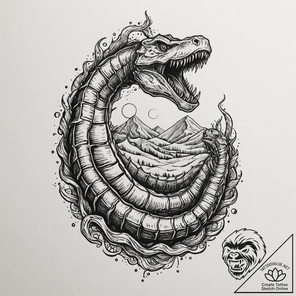 Neo-traditional tattoo design of a sandworm (... - tattoo sketch (№1751427245_0, 02.07.2025 03:34) — tattoovalue.net