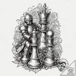 Chess piece (e.g., a knight defeating a pawn)… – tattoo sketch (№1751427326_0, 02.07.2025 03:35) — tattoovalue.net