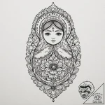 Matryoshka doll, tattoo drawing outline, subt… – tattoo sketch (№1751427502_0, 02.07.2025 03:38) — tattoovalue.net
