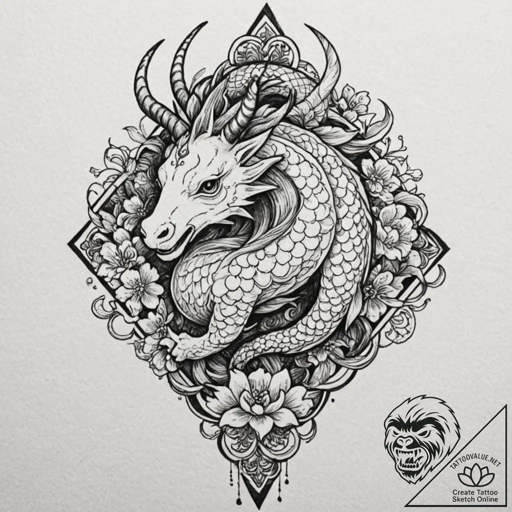 A dotwork mandala incorporating the origami u... - tattoo sketch (№1751427584_0, 02.07.2025 03:39) — tattoovalue.net