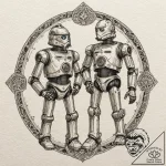 21. a watercolor sketch of r2-d2 and c-3po, b… – tattoo sketch (№1751427666_0, 02.07.2025 03:41) — tattoovalue.net