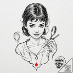 A graphic novel portrait of amélie poulain, w… – tattoo sketch (№1751427994_0, 02.07.2025 03:46) — tattoovalue.net