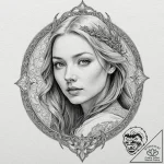 A watercolor portrait of galadriel, surrounde… – tattoo sketch (№1751428331_0, 02.07.2025 03:52) — tattoovalue.net