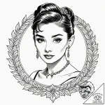A neo-traditional tattoo of audrey hepburn as… – tattoo sketch (№1751428579_0, 02.07.2025 03:56) — tattoovalue.net