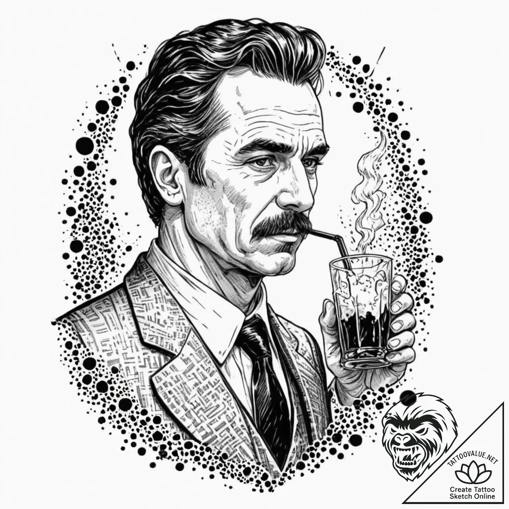 A graphic novel portrait of daniel plainview... - tattoo sketch (№1751429245_0, 02.07.2025 04:07) — tattoovalue.net