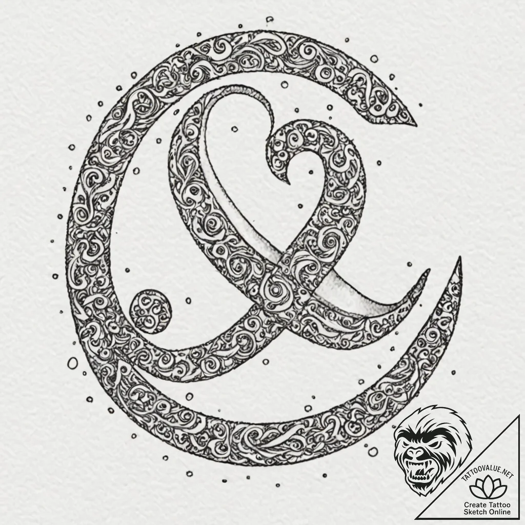 An ampersand symbol, tattoo sketch design, do... - tattoo sketch (№1751429533_0, 02.07.2025 04:12) — tattoovalue.net