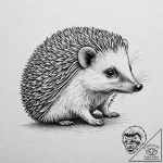 Hedgehog, concept art for tattoo, black outli… – tattoo sketch (№1751429912_0, 02.07.2025 04:18) — tattoovalue.net