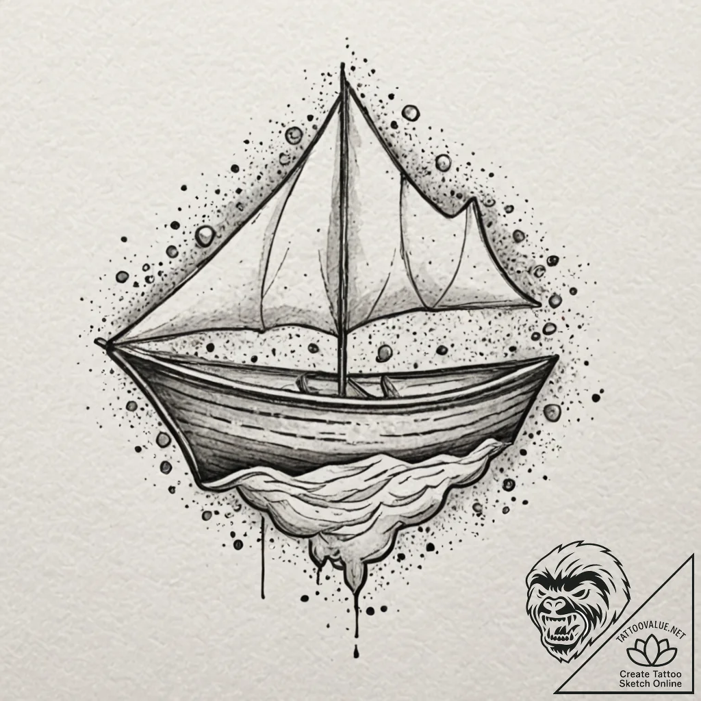 A watercolor sketch of the paper boat from ro... - tattoo sketch (№1751430166_0, 02.07.2025 04:22) — tattoovalue.net
