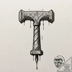 Thor’s hammer, tattoo drawing outline, styliz… – tattoo sketch (№1751430247_0, 02.07.2025 04:24) — tattoovalue.net