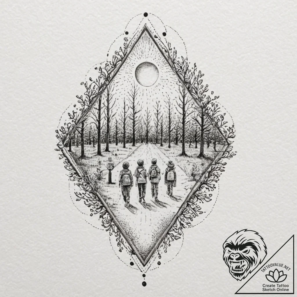 очень странные дела (stranger things), tattoo... - tattoo sketch (№1751430329_0, 02.07.2025 04:25) — tattoovalue.net